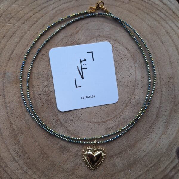 Collier long grand coeur sacré – Image 2