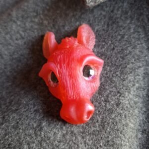 Broche Cheval rose bonbon yeux roses