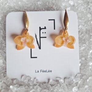 Orchidées oranges et jaune veinées