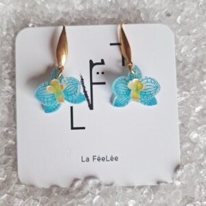 Orchidées veinées bleues et jaunes